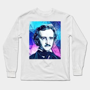 Edgar Allan Poe Black Snowy Portrait | Edgar Allan Poe Artwork 5 Long Sleeve T-Shirt